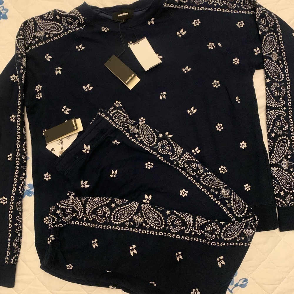 Monrow Bandana Raglan Pullover & Joggers Set: Inca - Picture 6 of 15